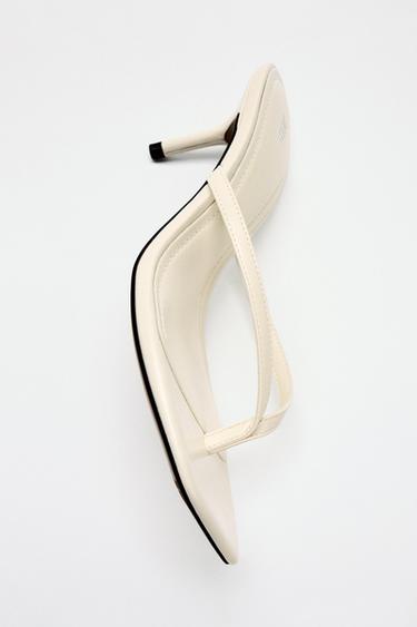 HEELED SANDALS WITH SQUARE TOE - Ecru White by Zara