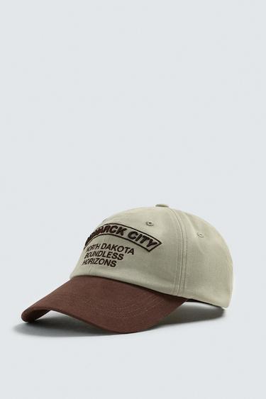 EMBROIDERED SLOGAN CAP - Beige by Zara