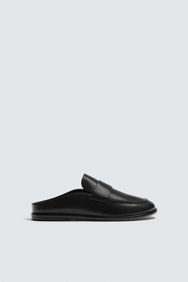 LEATHER MULE LOAFERS - Black by Zara