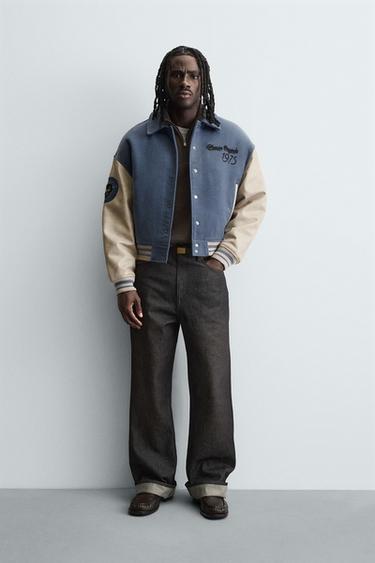 PATCHED QUILTED BOMBER JACKET - Blue grey by Zara