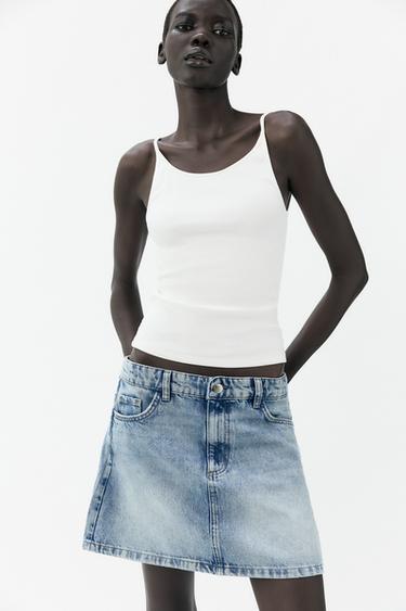 Z1975 DENIM MINI SKIRT - Mid-blue by Zara