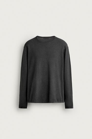 WASHED TEXTURED RELAXED FIT JUMPER - Faded black by Zara