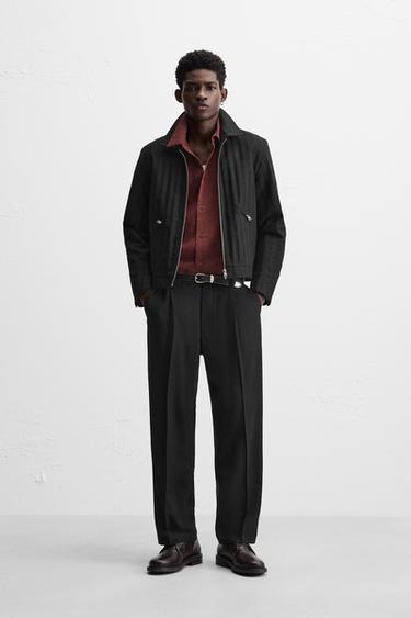 HERRINGBONE TEXTURED JACKET - Black by Zara - Image 0
