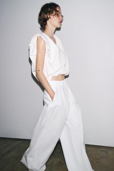 ZW COLLECTION POPLIN PEPLUM TOP - White by Zara - Image 0