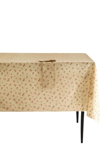 WILDFLOWER TABLECLOTH WITH LACE TRIM - Yellow by Zara
