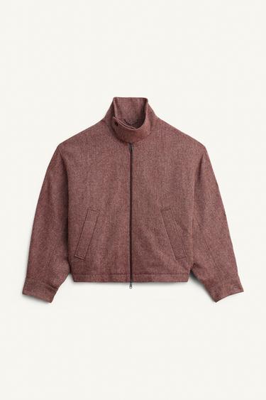LIMITED EDITION WOOL HERRINGBONE JACKET - Burgundy by Zara