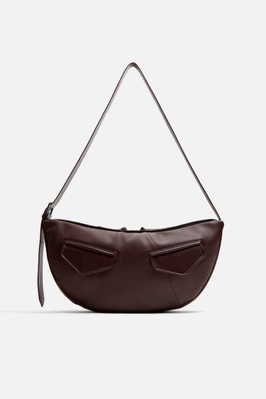 LTHR SHLDR BG 14 - Burgundy Red by Zara