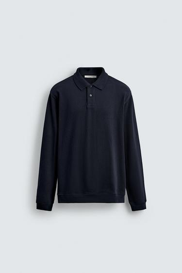 BASIC TEXTURED POLO SHIRT - Navy blue by Zara