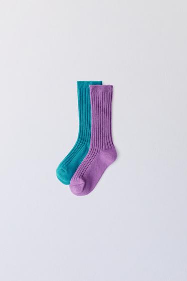 2-PACK OF PLAIN LONG SOCKS - Dark turquoise by Zara