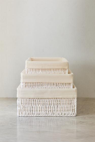 RECTANGULAR FABRIC INTERIOR BASKET - White by Zara
