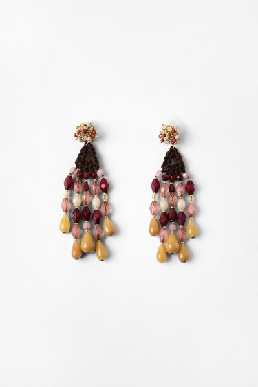 CROCHET BEAD EARRINGS - Multicoloured by Zara