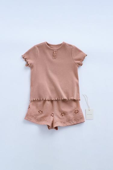 TIMELESZ - EMBROIDERED FLOWER PYJAMAS - Brown by Zara - Image 0