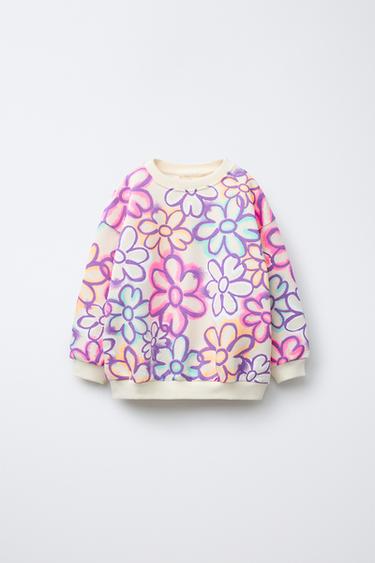 GRAFFITI FLORAL SWEATSHIRT - Ecru by Zara