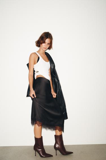 STILETTO HEEL ANKLE BOOTS - Brown by Zara