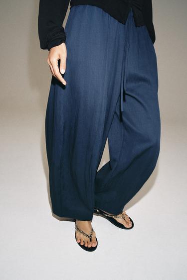 ZW COLLECTION BARREL TROUSERS - Ink blue by Zara