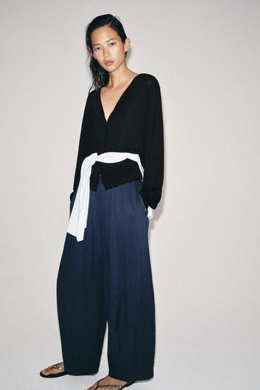ZW COLLECTION BARREL TROUSERS - Ink blue by Zara