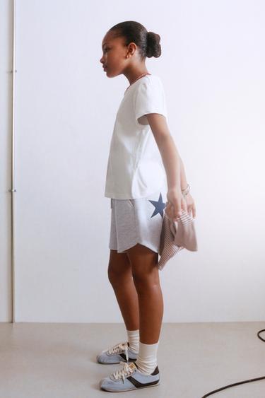 PLUSH BERMUDA SHORTS WITH STAR PATCHES - Grey marl by Zara