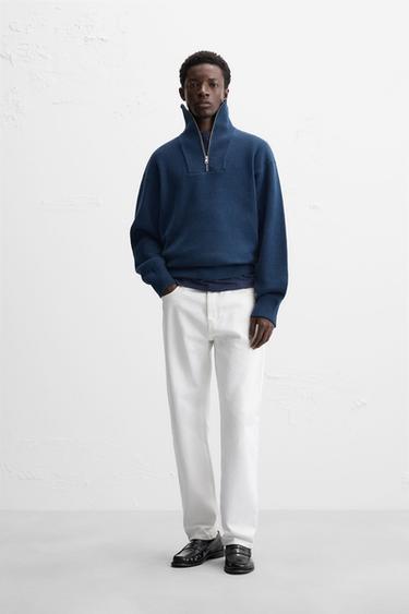 QUARTER ZIP SWEATER - Navy blue by Zara - Image 0