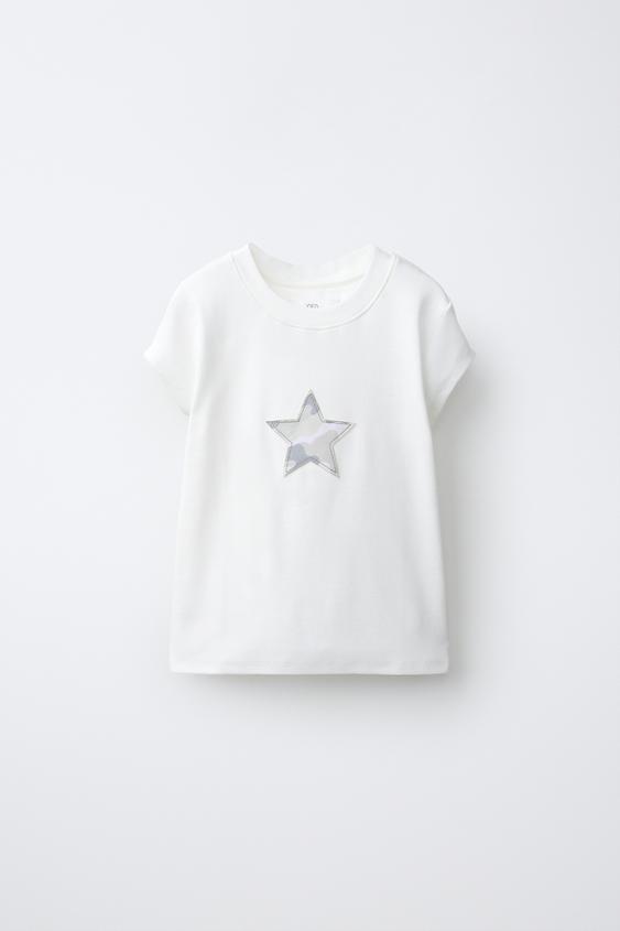 PRINT PATCH T-SHIRT - Oyster-white by Zara - Image 0