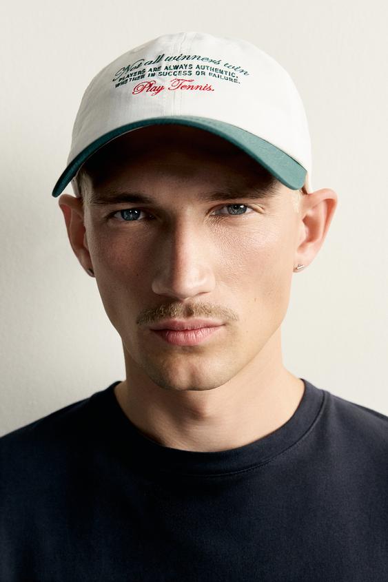 CONTRAST EMBROIDERY CAP - Ecru by Zara - Image 0