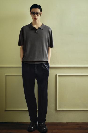 RIB KNIT POLO SHIRT - Anthracite grey by Zara