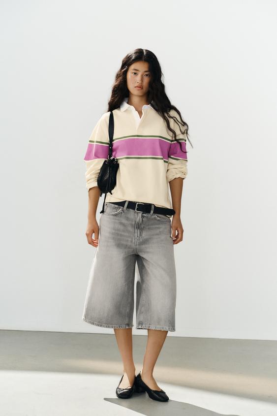COMBINED STRIPED POLO SHIRT - Ecru by Zara - Image 0