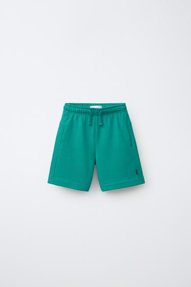 PLAIN PLUSH BERMUDA SHORTS - Green by Zara