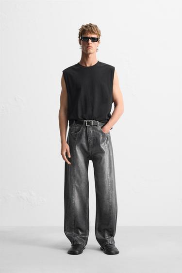 WAXED EFFECT JEANS - LIMITED EDITION - Dark grey by Zara - Image 0