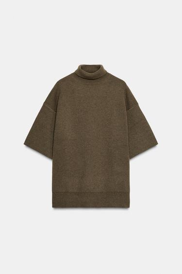 OVERSIZED WOOL HIGH NECK JUMPER - Khaki by Zara