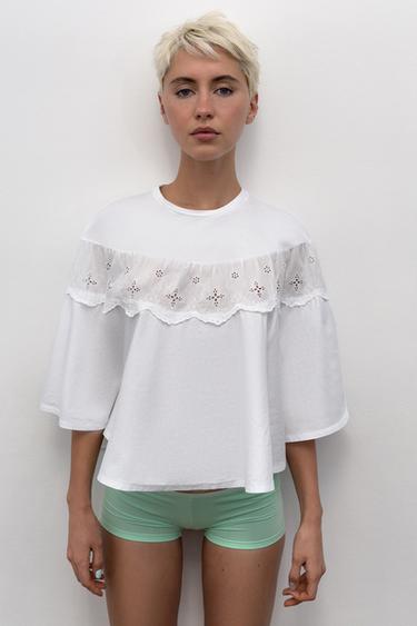 EMBROIDERED CAPE TOP - White by Zara