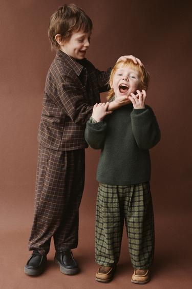 ZARA TIMELESS - CHECK balloon TROUSERS - Mid-green by Zara