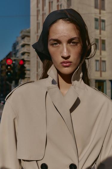 WINDPROOF WATER REPELLENT LONG TRENCH COAT WITH BELT - camel by Zara