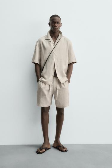 100% LINEN RELAXED FIT SHIRT - Light beige by Zara