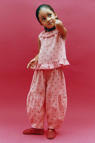 BALLOON CHECKS TROUSERS WITH EMBROIDERED HEARTS - Reddish by Zara