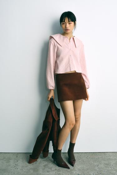 GINGHAM PETER PAN COLLAR SHIRT - Pink / White by Zara - Image 0