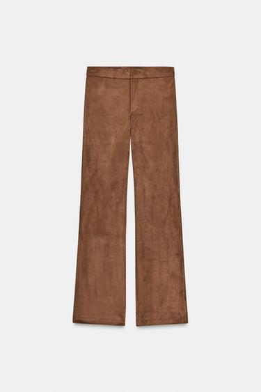 FAUX LEATHER FLARE TROUSERS - Tobacco by Zara