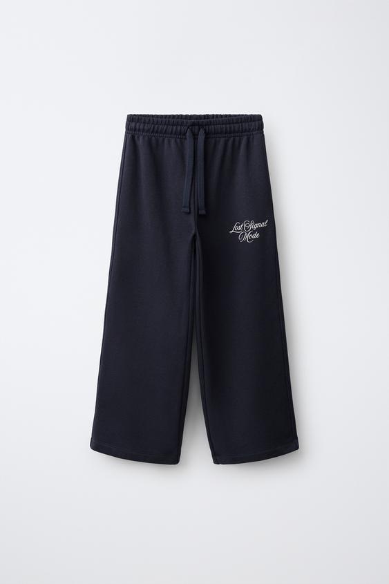 WIDE-LEG JOGGING TROUSERS - Navy blue by Zara - Image 0