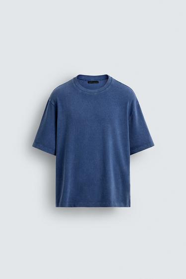 BOXY FIT KNIT T-SHIRT - Blue by Zara