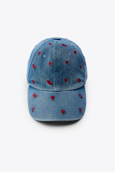 DENIM-EFFECT EMBROIDERED CAP - Navy blue by Zara