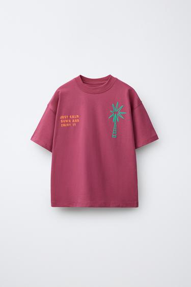 SLOGAN PRINT T-SHIRT - Fuchsia by Zara