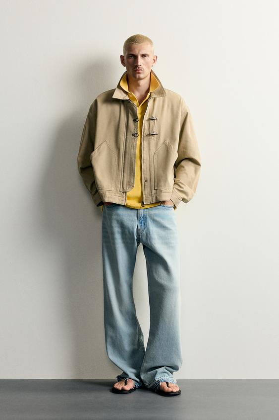 RELAXED FIT JACKET WITH METAL FIREMAN CLASPS - camel by Zara - Image 0