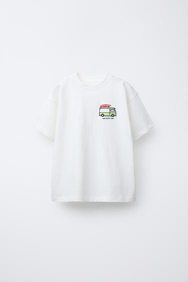 EMBROIDERED DETAIL T-SHIRT - Ecru by Zara
