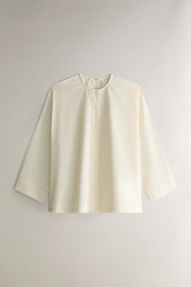 OPENWORK COTTON SHIRT - Ecru by Zara - Image 0