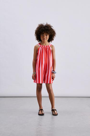 STRIPED PLAYSUIT - Red by Zara