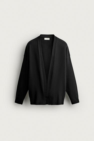 RELAXED FIT OPEN CARDIGAN - Black by Zara