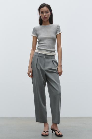PLEATED CHINO TROUSERS - Grey by Zara - Image 0