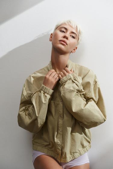 FADED-EFFECT POPLIN JACKET - camel by Zara