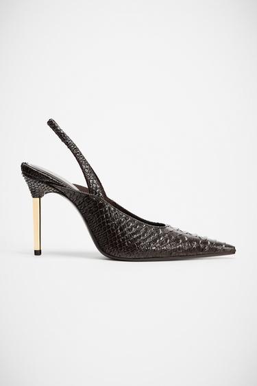 EMBOSSED SLINGBACK SHOES - Brown by Zara