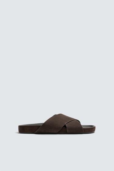 CROSSOVER SANDALS - Chocolate by Zara