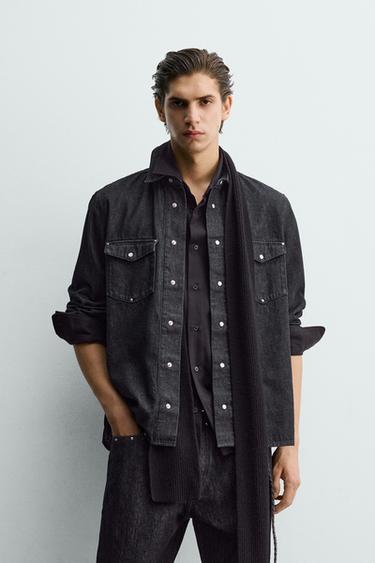 STUDDED WESTERN DENIM SHIRT - Indigo by Zara
